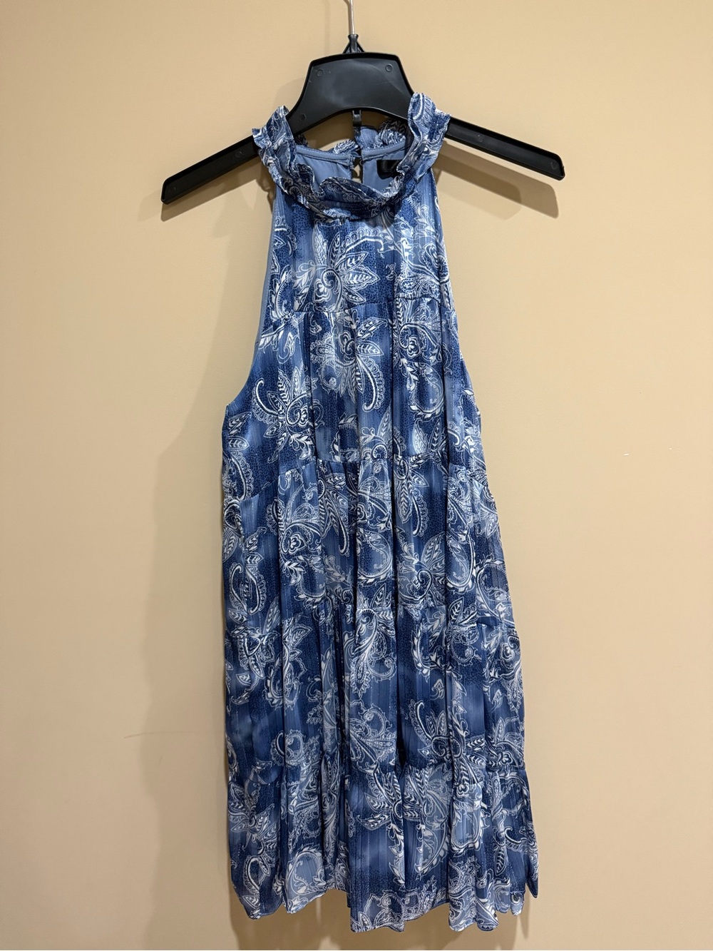 Aqua Blue Paisley Halter Dress
